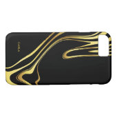 Coques Case-Mate iPhone Élégant tourbillon noir et faux or (Dos (Horizontal))