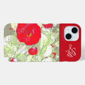 Coques Case-Mate iPhone Elégant tourbillon rouge floral monogramable (Verso (horizontal))