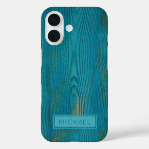 Coques iPhone 16 Élégant Turquoise Abstrait de grain de texture Mon