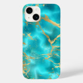Coques Case-Mate iPhone Elégant Turquoise Gold Aqua Blue Marble (Verso)