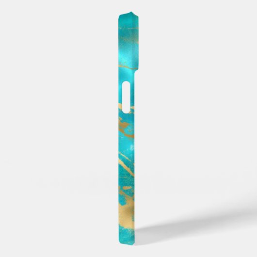 Coques Case-Mate iPhone Elégant Turquoise Gold Aqua Blue Marble (Verso / Droite)