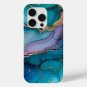 Coques Case-Mate iPhone Élégant Turquoise Parties scintillant marbre iPhon (Verso)