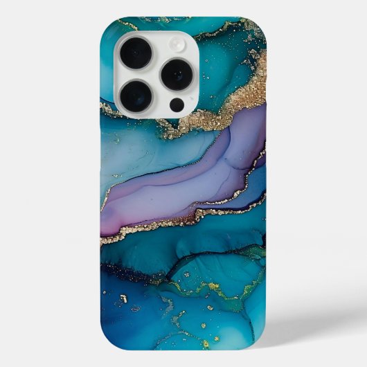 Coques Case-Mate iPhone Élégant Turquoise Parties scintillant marbre iPhon (Verso)