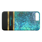 Coques Case-Mate iPhone Elégant Turquoise Turquoise Bleu Noir et Or (Dos (Horizontal))