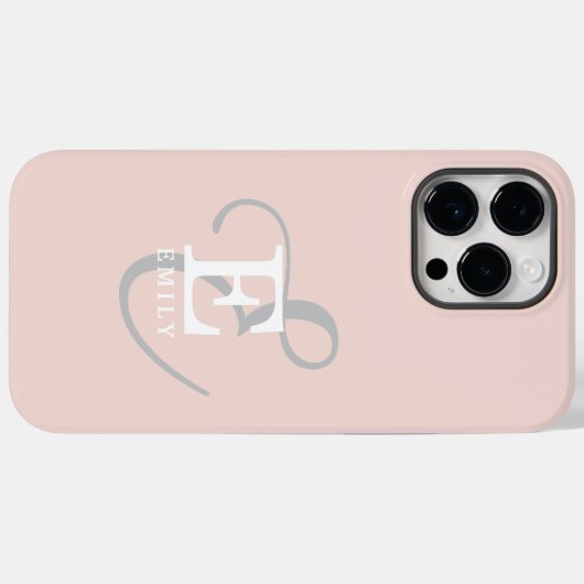 Coques Case-Mate iPhone Élégant Unique Monogramme Feminine Blush Rose (Verso (horizontal))