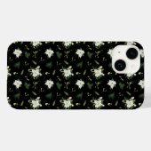 Coques Case-Mate iPhone Élégant Vert Blanc Floral Noir (Verso (horizontal))
