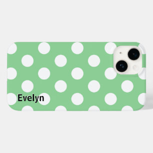Coque Pour iPhone 14 Elégant vert clair Pois à motif blanc