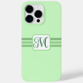 Coques Case-Mate iPhone Élégant vert clair rayé initial (Verso)