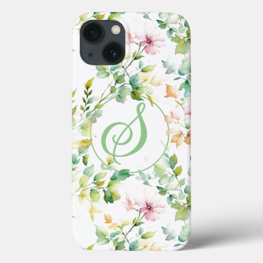 Coques Case-Mate iPhone Elégant vert fleurs sauvages d'aquarelle (Verso)