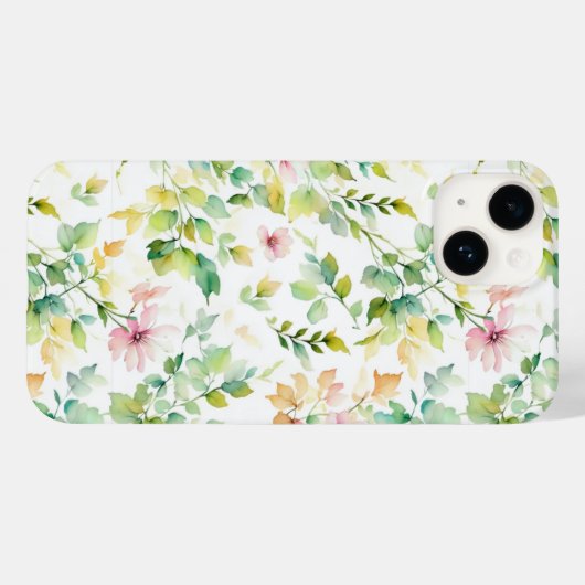 Coques Case-Mate iPhone Elégant vert fleurs sauvages d'aquarelle (Verso (horizontal))
