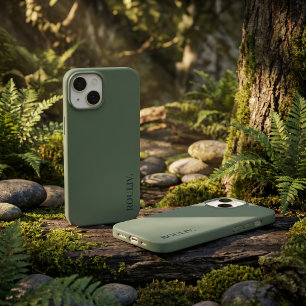 Coque Pour iPhone 14 Élégant Vert Forêt Profond Minimaliste ROULIV iPho
