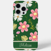 Coques Case-Mate iPhone Élégant vert moderne rose floral (Verso)