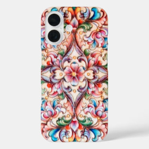 COQUES iPhone 16 ÉLÉGANT VERT ROUGE ROSE BLEU IMAGINAIRE FLORAL