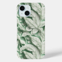 Élégant vintage blanc vert motif de feuille botani