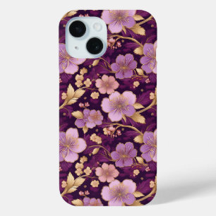 Coque Pour iPhone 15 Élégant violet asiatique floral