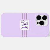 Coques Case-Mate iPhone Élégant violet clair rayé initial (Verso (horizontal))