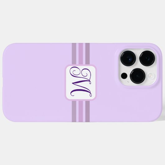 Coques Case-Mate iPhone Élégant violet clair rayé initial (Verso (horizontal))