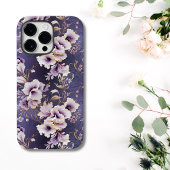 Coques Case-Mate iPhone Élégant violet et crème orchidée florale