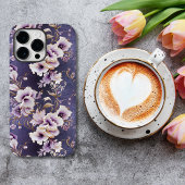 Coques Case-Mate iPhone Élégant violet et crème orchidée florale