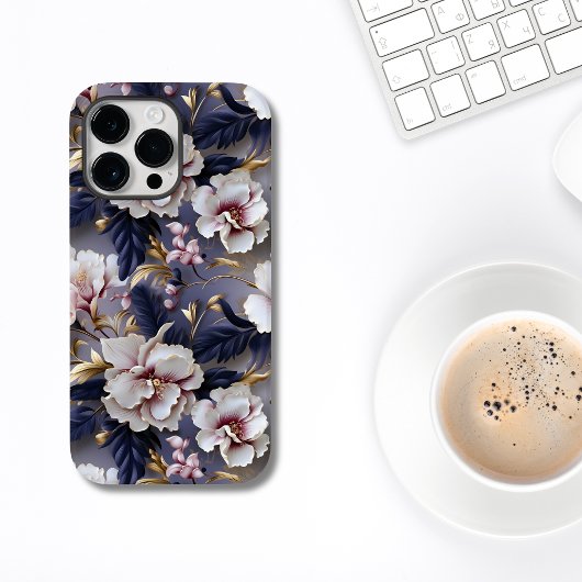 Coques Case-Mate iPhone Élégant violet et crème orchidée florale
