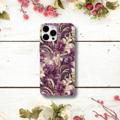 Coques Case-Mate iPhone Élégant violet et or orchidée florale