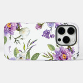 Coques Case-Mate iPhone Élégant violet fleuri Botanique Personnalisé (Verso (horizontal))
