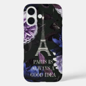 Coques Case-Mate iPhone Elégant Violet Floral Paris Tour Eiffel Citation (Verso)