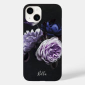 Coques Case-Mate iPhone Elégant Violet foncé Pierre florale Personnalisé (Verso)