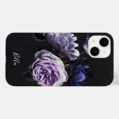 Coques Case-Mate iPhone Elégant Violet foncé Pierre florale Personnalisé (Verso (horizontal))
