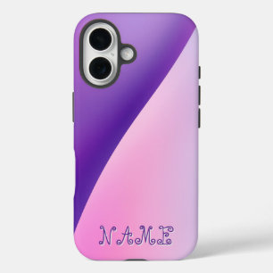 Coques iPhone 16 Élégant violet rose dégradé Vague Abstraite