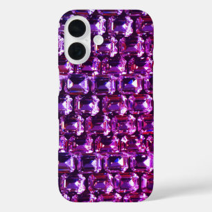 Coques iPhone 16 Élégant violet rose magenta pierres gemstones diam