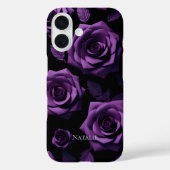Coques Case-Mate iPhone Élégant violet Rose Monogramme (Verso)