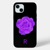 Coques Case-Mate iPhone Élégant violet violet violet monogramme Rose flora (Verso)