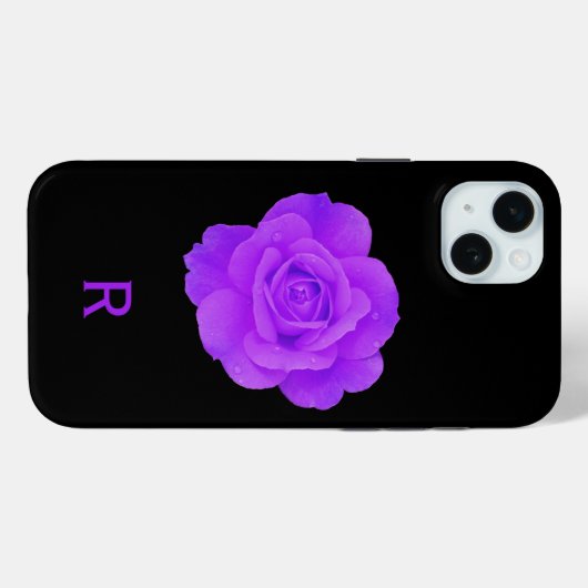 Coques Case-Mate iPhone Élégant violet violet violet monogramme Rose flora (Verso (horizontal))