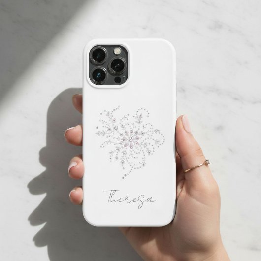 Coques Case-Mate iPhone Elegant White Glitter Phone Case with Custom Name 
