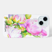 Coques Case-Mate iPhone Elégante aquarelle fleurie de pivoine rose (Verso (horizontal))