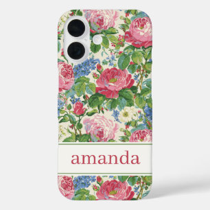 Coques iPhone 16 Élégante aquarelle florale rose personnalisée