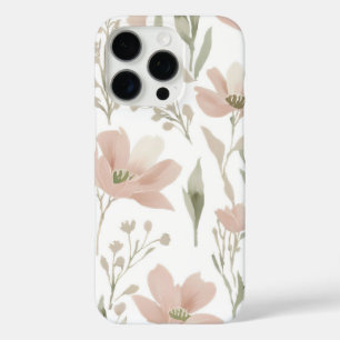 Coques iPhone 16 Pro Elégante aquarelle florale vert et rose pâle