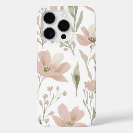 Coques Case-Mate iPhone Elégante aquarelle florale vert et rose pâle (Verso)