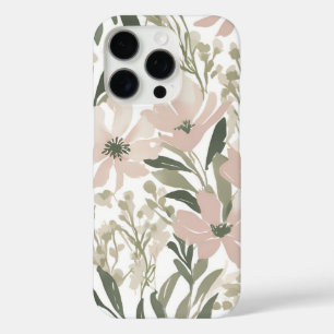 Coques iPhone 16 Pro Elégante aquarelle florale vert et rose pâle