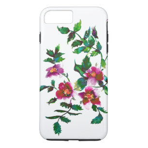 Coques Pour iPhone Elégante aquarelle moderne fleur sauvage rose fonc