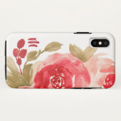 Coques Case-Mate iPhone Elégante aquarelle Rose rouge Monogramme (Dos (Horizontal))