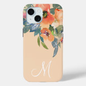 Coques Case-Mate iPhone Elégante Aquarelle tendance Peach Rose Monogramme  (Verso)