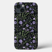 Coques Case-Mate iPhone Elégante aquarelle violet Fleurs vert noir (Verso)