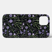 Coques Case-Mate iPhone Elégante aquarelle violet Fleurs vert noir (Verso (horizontal))