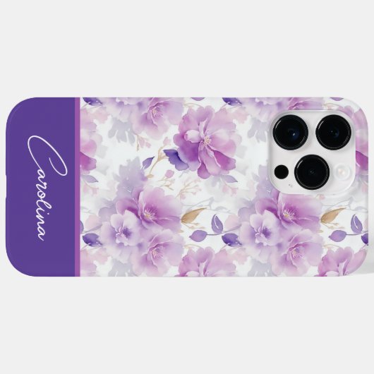 Coques Case-Mate iPhone Elégante aquarelle violette lilas (Verso (horizontal))