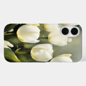 Coques Case-Mate iPhone Élégante bande de tulipes blanches dans un jardin  (Verso (horizontal))
