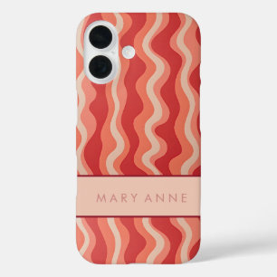 Coques iPhone 16 Élégante bande verticale ondulée rétro