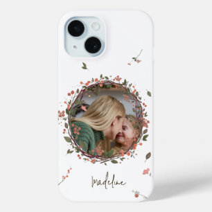 Coque Pour iPhone 15 Elégante Berry Wreath Photo Noël