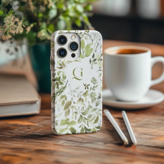 Coques Case-Mate iPhone Élégante Botanique Florale | Monogramme Initial 